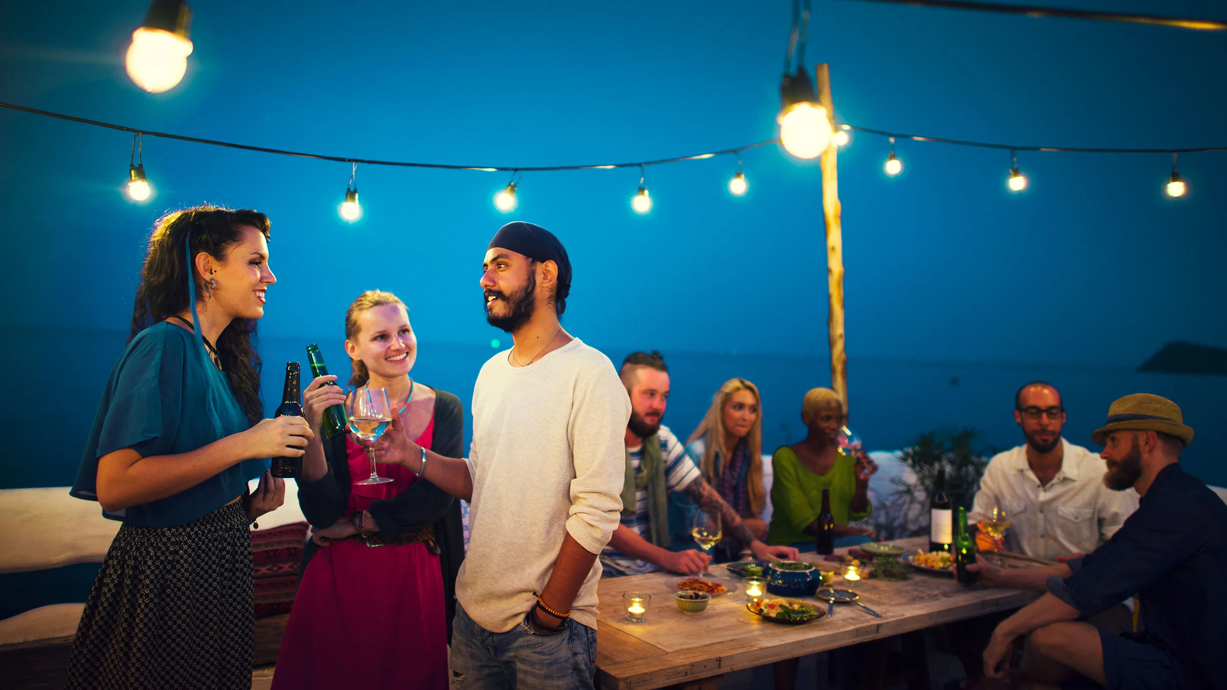 Night atmosphere by the sea on the Olympic Riviera