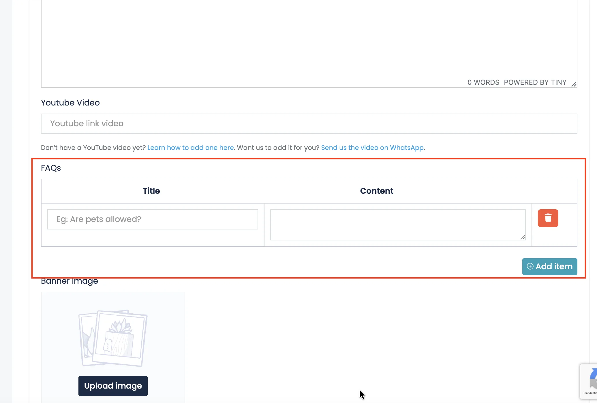 FAQs section for rental house rules